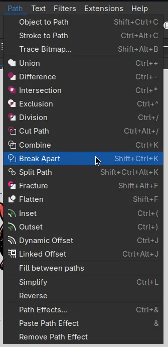 Path -> Break Apart