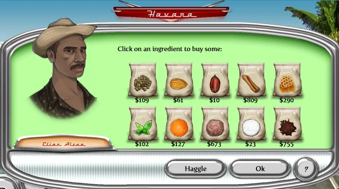 In game screenshot of Chocolatier 3, Havana Market